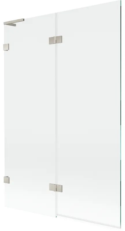 Mexen Lunar L, 2-krídlová vaňová zástena ľavá 120 x 150 cm, číre sklo, brúsená oceľ, 897L-120-100-97-00-L