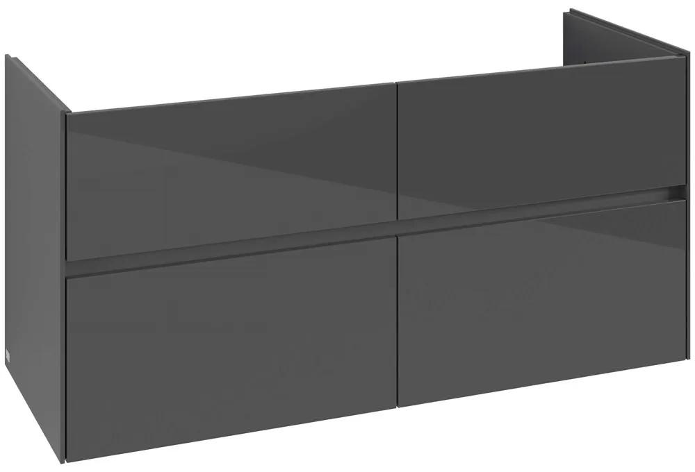 VILLEROY &amp; BOCH Collaro závesná skrinka pod dvojumývadlo, 4 zásuvky, 1261 x 480 x 610 mm, Glossy Grey, C14700FP