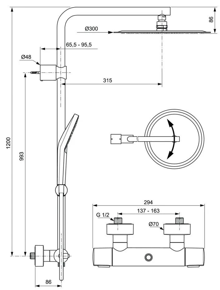 Ideal Standard Idealrain EVO JET - Sprchový systém CIRCLE s termostatickou batériou CeraTherm 100, chróm A6984AA