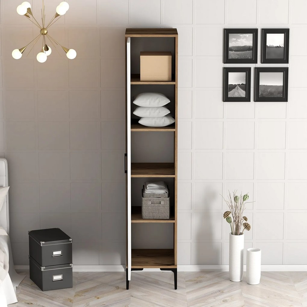 Šatníková skriňa Kiara S (orech + biela). Akcia -10%. Vlastná spoľahlivá doprava až k Vám domov. 1088408