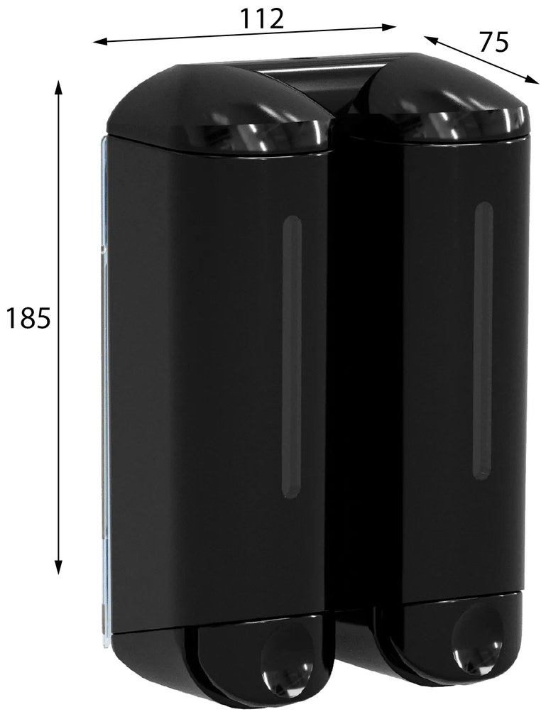 MARPLAST MARPLAST, SHOWER MEDIUM dvojitý dávkovač tekutého mydla 2x250ml, čierna, A94803
