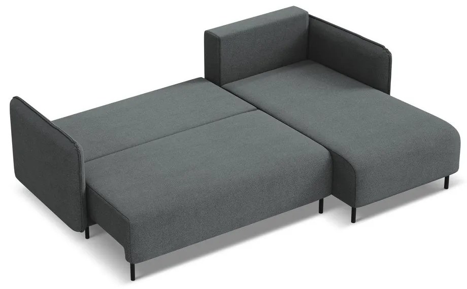 Tmavosivá rozkladacia/s úložným priestorom rohová pohovka (pravý roh) Luana – Makamii