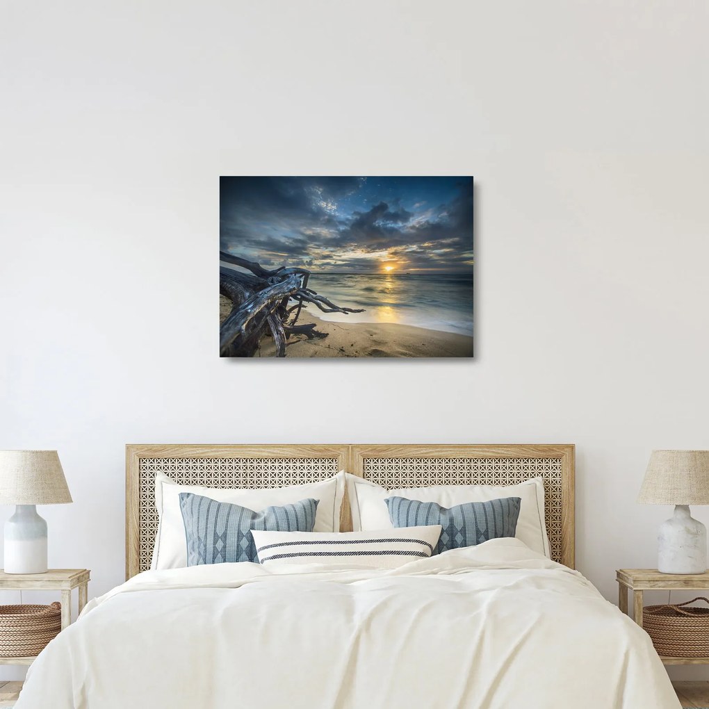 Sklenený obraz mora pri západe slnka (70x50 cm)