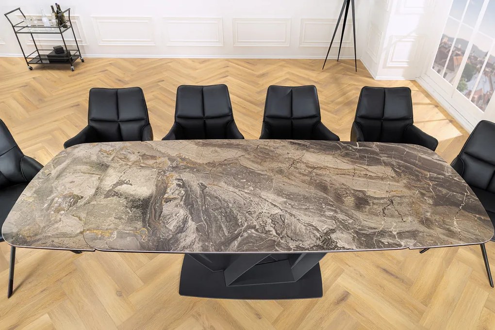 Luxusný rozkladací jedálenský stôl ILINOIS 180-220-260 cm – v taupe mramorovom dekore