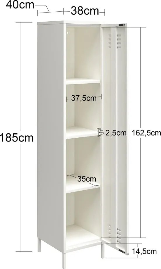 Biela kovová skrinka 38x185x40 cm Mission District – Støraa