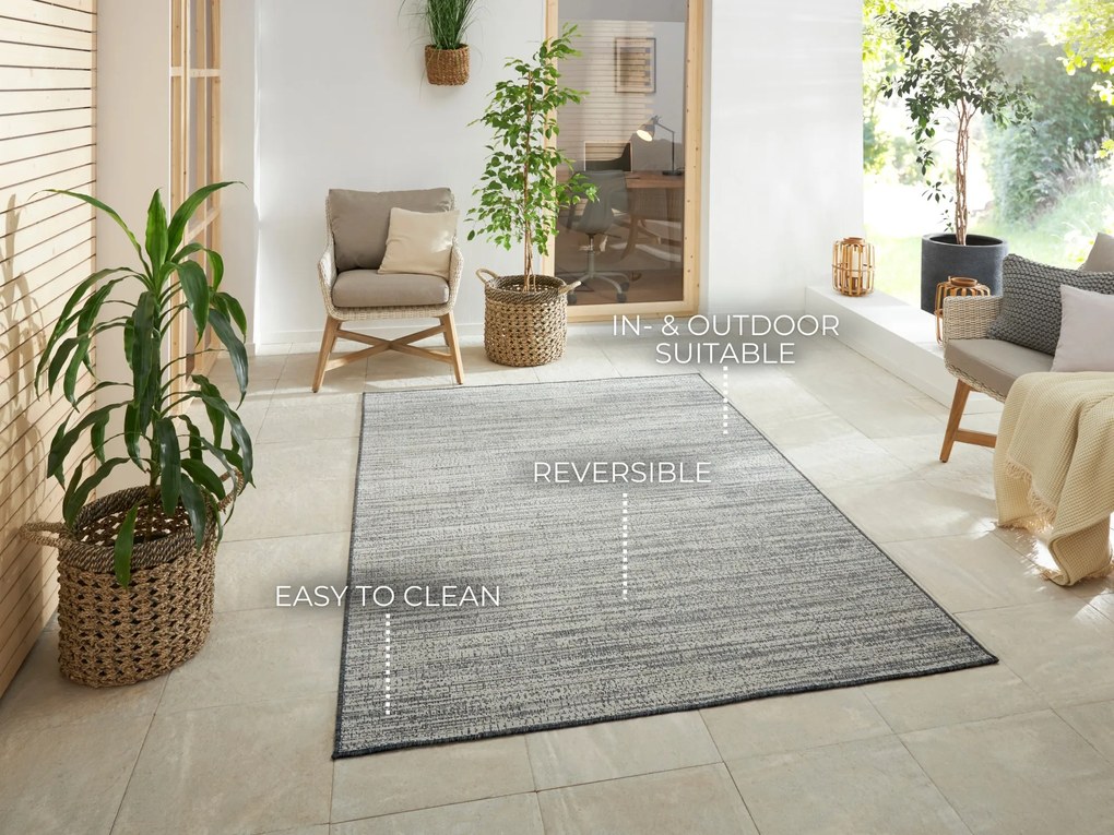 ELLE Decoration, Kusový koberec Gemini 105543 Silver z kolekcie Elle – na von aj na doma, 120x170, šedá, chodba / predsieň