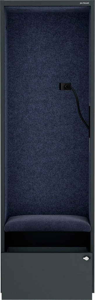 Akustická kabína SALLY MentalBox 600 mm – antracitový korpus, tmavomodré sedadlo