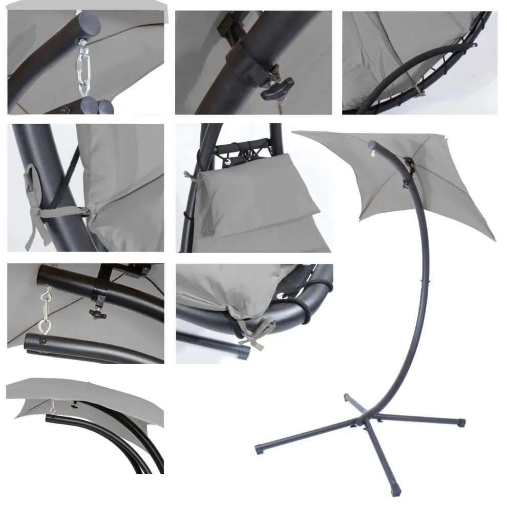 Relaxačné ležadlo - hojdačka Avenberg COLOMBO - SIVÁ