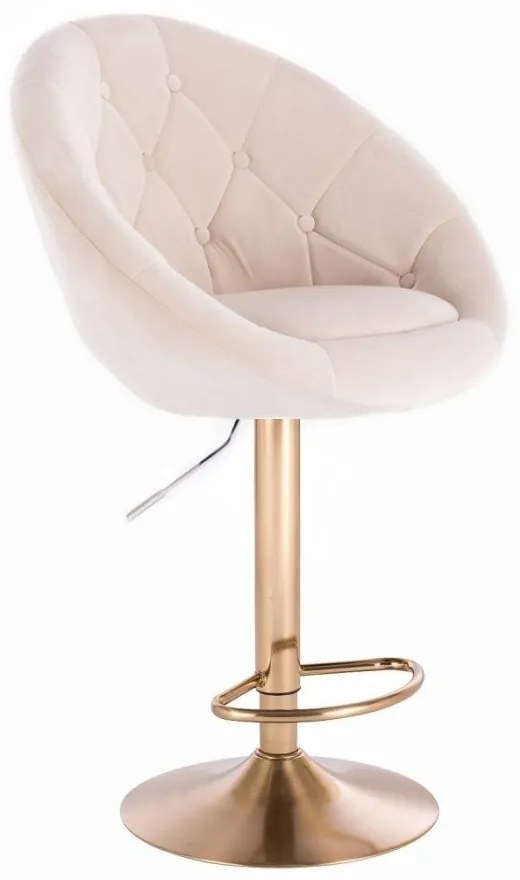 LuxuryForm DESIGN Barová stolička VERA VELUR na zlatom tanieri - krémová