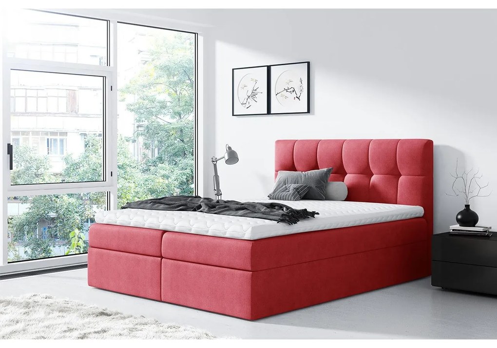 Kontinentálna posteľ Apolon, Rozmer postele: 140x200, Dostupné poťahy: ekokoža Soft 011 (čierna)