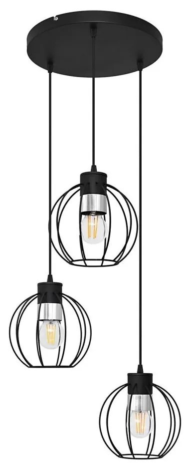 Luster na lanku STARLIGHT 3xE27/15W/230V čierna/strieborná