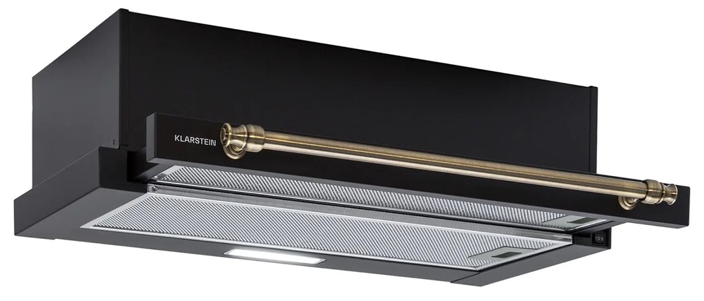 Klarstein Vilhelmine 60 Retro, digestor, 60 cm, vstavaný, 332 m³/h, B, LED, čierny