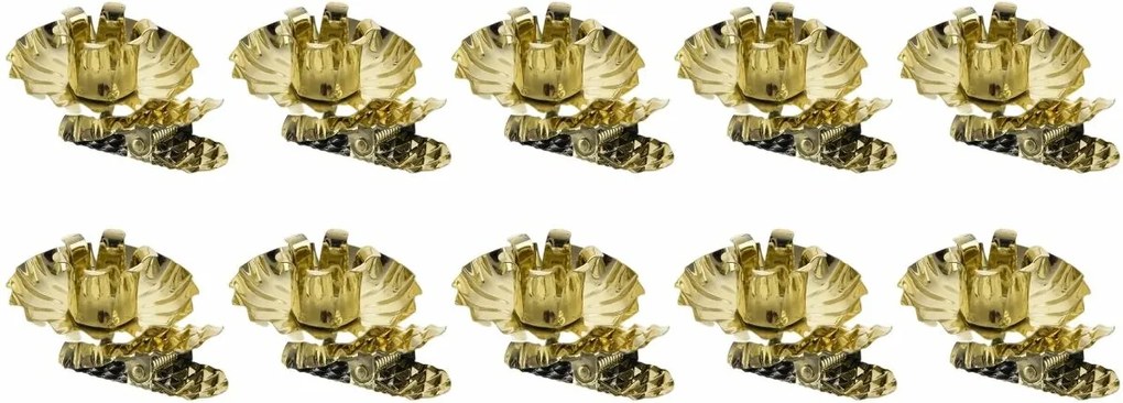 Orion Držiak na sviečky s klipom, pr. 1,5 cm, 10 ks, zlatá