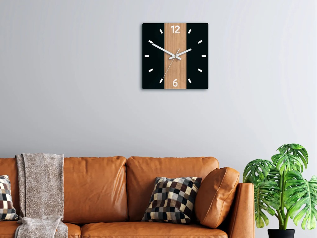 Bambusové nástěnné hodiny Primo 30 cm hnědé/černé II