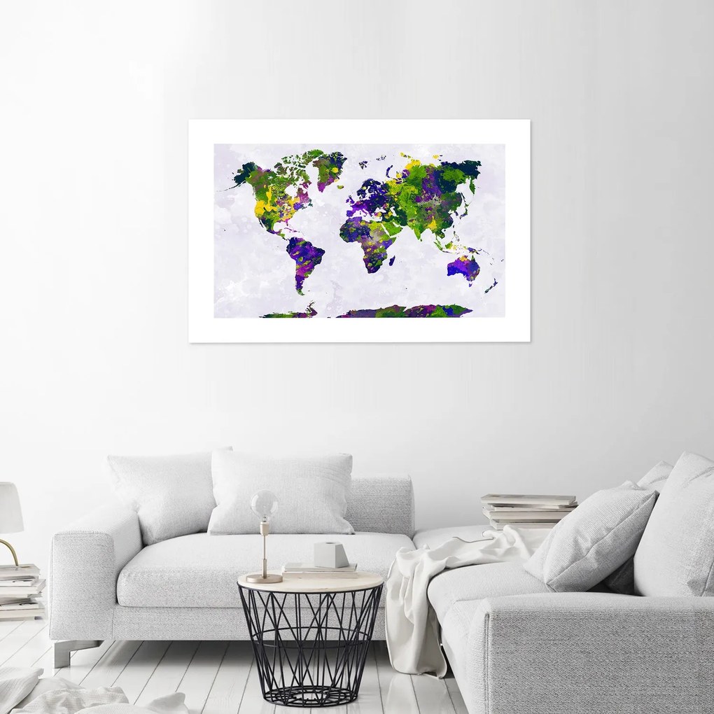 Gario Plagát Maľovaná mapa sveta Farba rámu: Bez rámu, Rozmery: 30 x 20 cm