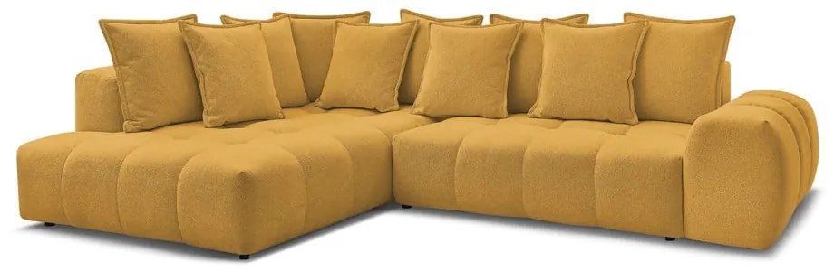 Ženilková rozkladacia/s úložným priestorom rohová pohovka v horčicovej farbe (ľavý roh/do L) Everest – Bobochic Paris