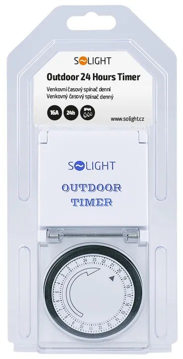 SOLIGHT vonkajšie denný časový spínač 230V/16A/IP44/3500W, biely