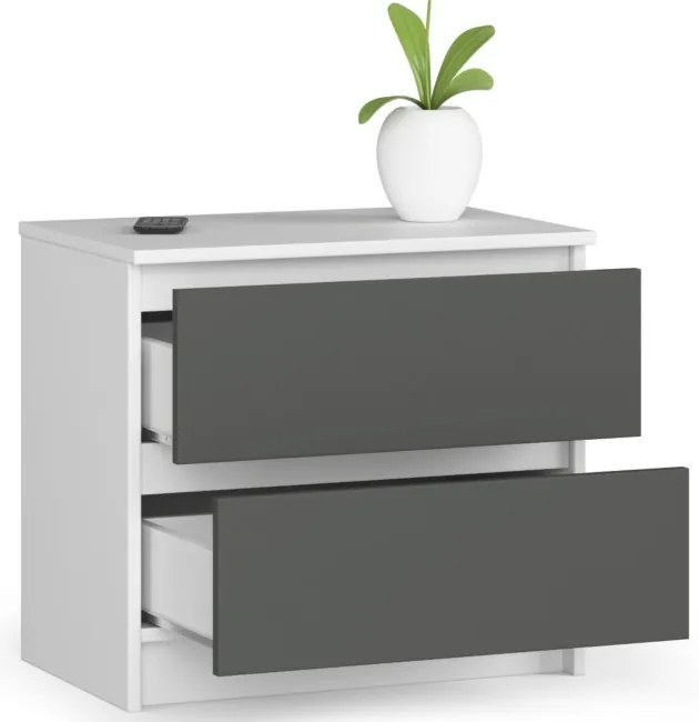 Nočný stolík K60 2SZ CLP biely / sivý