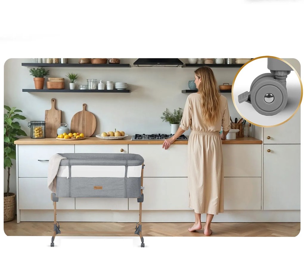 Bočná postieľka pre novorodencov s nastavením výšky Nukido NK-243