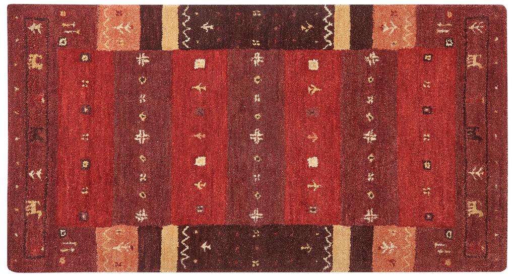 Vlnený koberec gabbeh 80 x 150 cm červený SINANLI Beliani