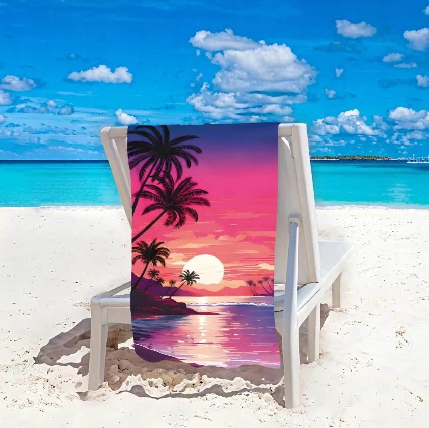 Plážová osuška TAHITI 100x180 cm fialová, 100% mikrovlákno