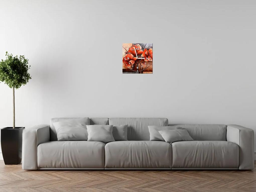 Gario Obraz s hodinami Nádherný Vlčí mak Rozmery: 30 x 30 cm