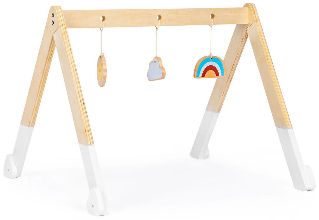 Vzdelávací drevený gymnastický stojan + hračky ECOTOYS