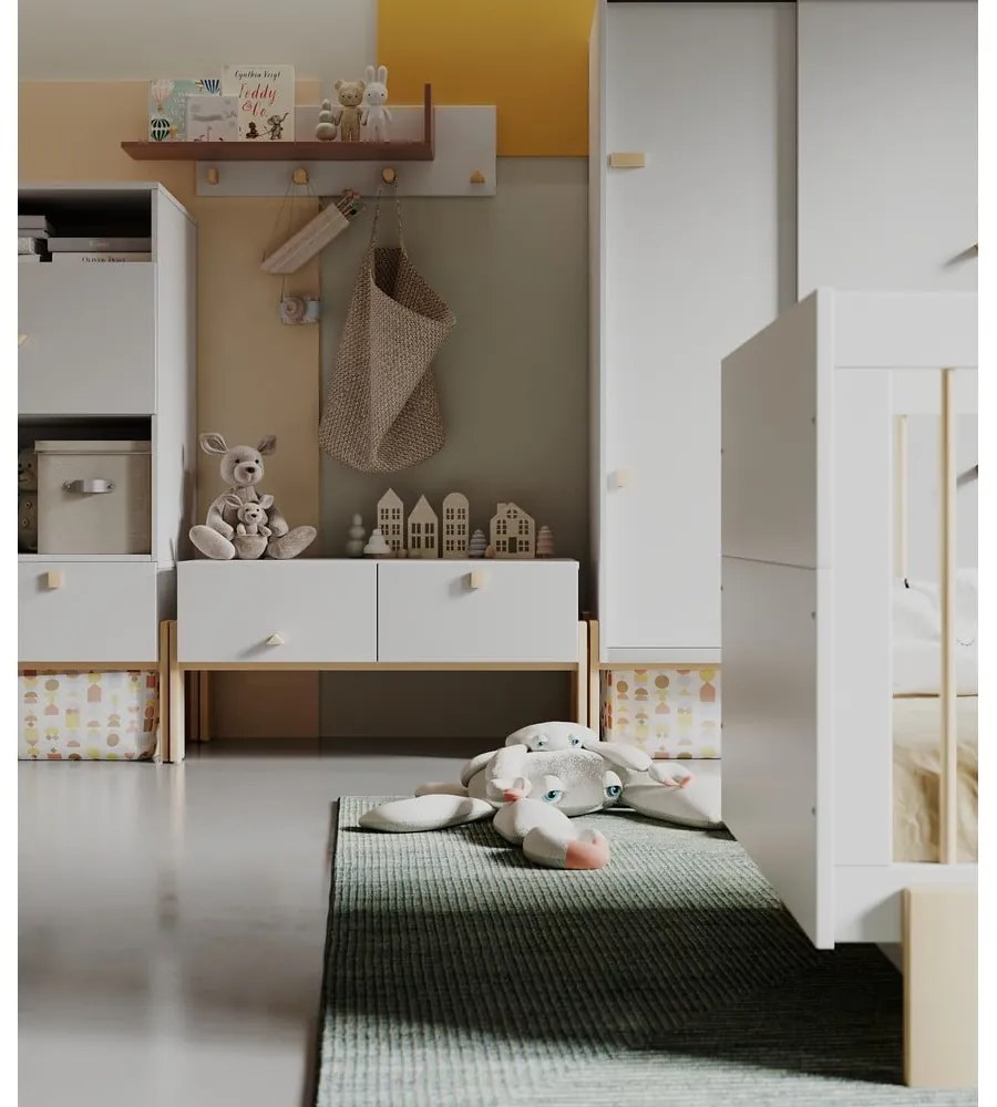 Svetlosivý/v prírodnej farbe nástenný detský vešiak Cube - Pinio