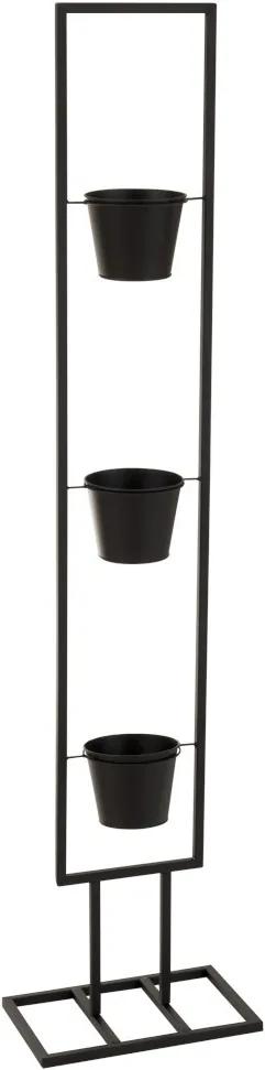 Čierny kovový stojan na 3 kvetináčiky - 30 * 20 * 130 cm