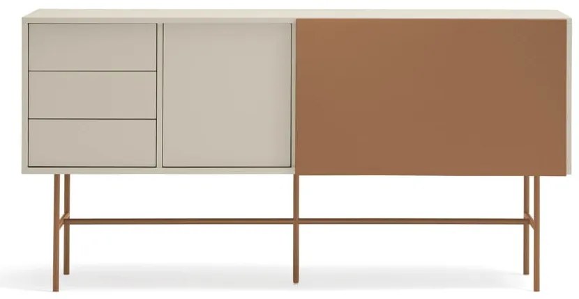 Nízka komoda s posuvnými dverami v béžovo-tehlovej farbe 180x91 cm Nube – Teulat