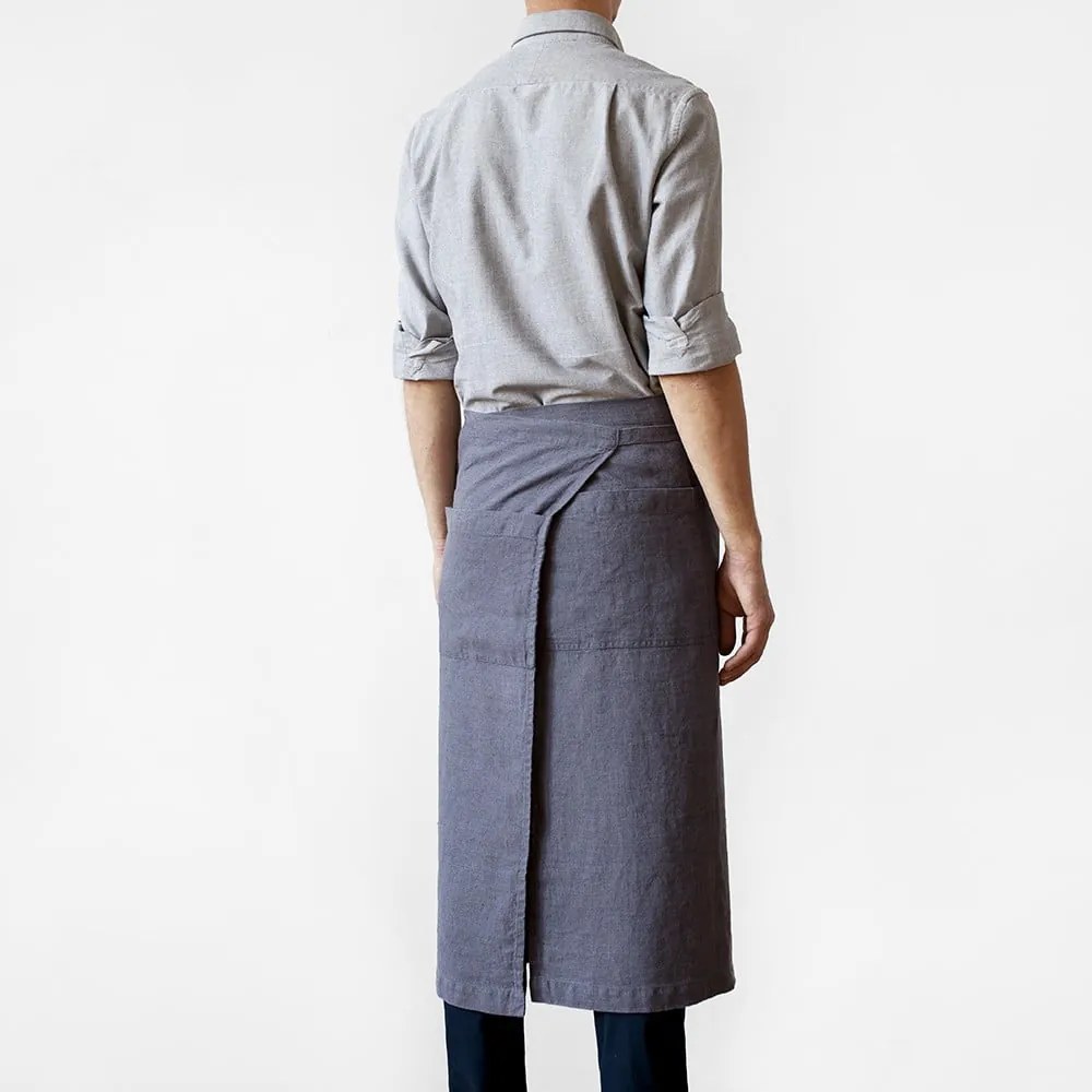 Tmavosivá ľanová zástera Linen Tales Garcon, dĺžka 76 cm