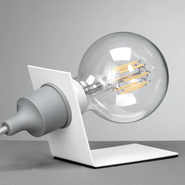 ONLI - Stolná lampa WIRE 1xE27/15W/230V 9 cm šedá/biela