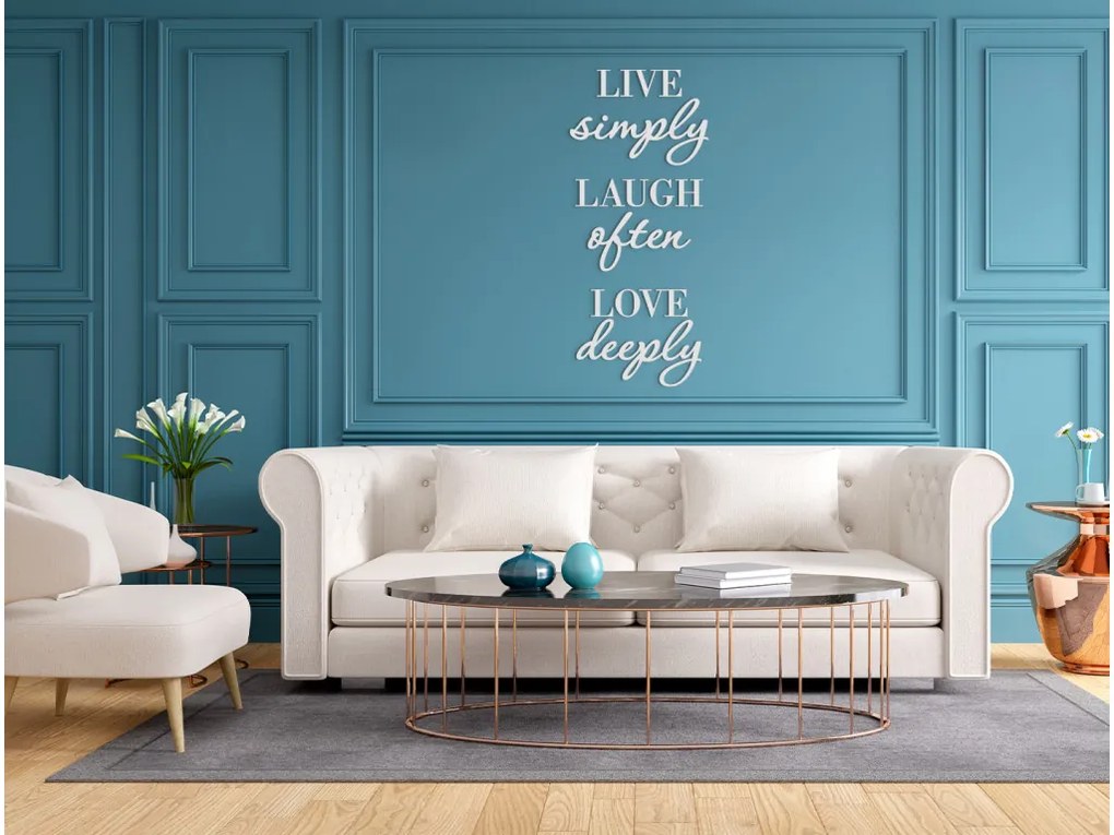 drevko Drevený citát Live simply, laugh often, love deeply Rozmer obrazu: 84,5 x 37 cm, Farba dekorácie: Čierna