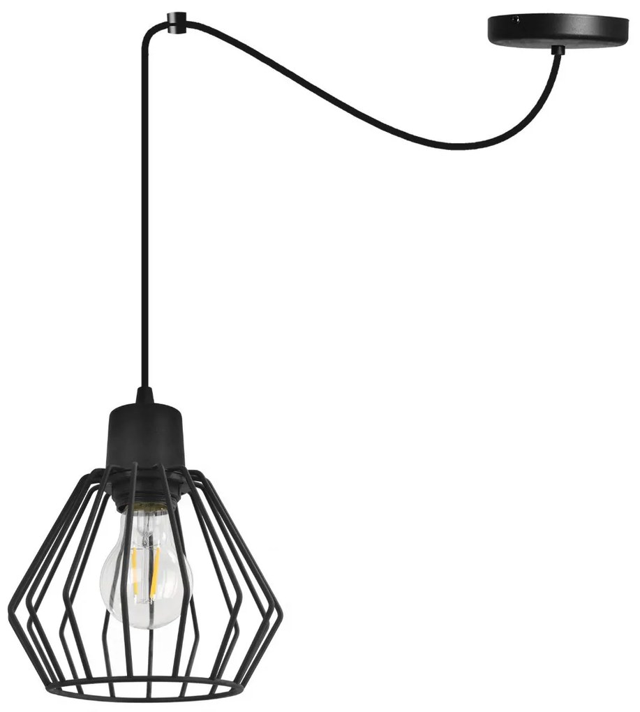 Závesné svietidlo Nuvola Spider 2, 1x čierne drôtené tienidlo