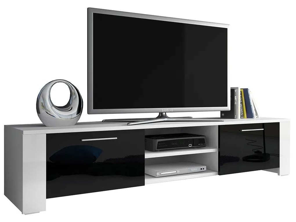 TV stolík Cleo IX, Farby: biela / čierny lesk