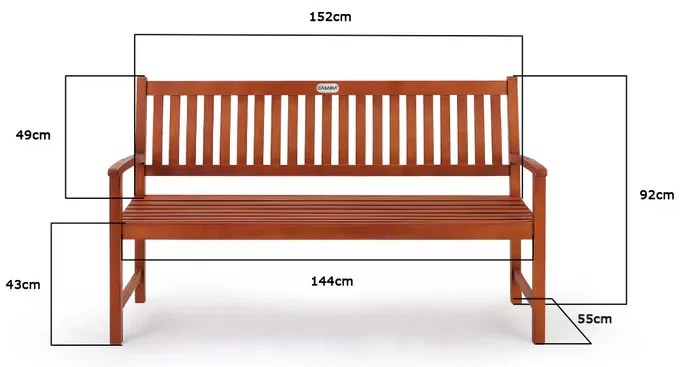 InternetovaZahrada Záhradná lavička Maxima 152 cm - eukalyptus