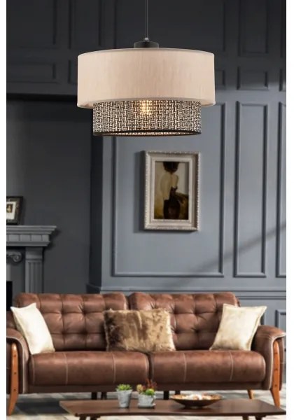 Luster na lanku ECHO 1xE27/60W/230V béžová/šedá