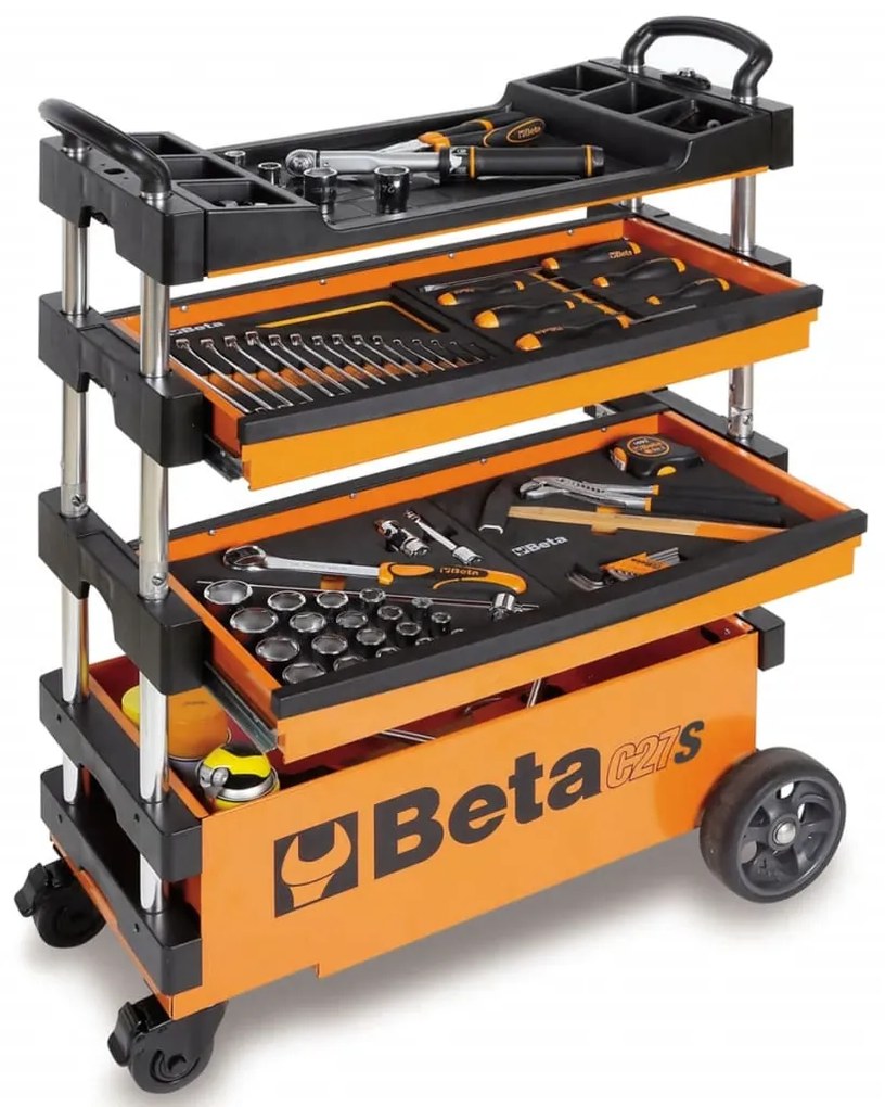Beta Tools Skladací vozík na náradie "C27S-O", oranžový, oceľ, 027000201