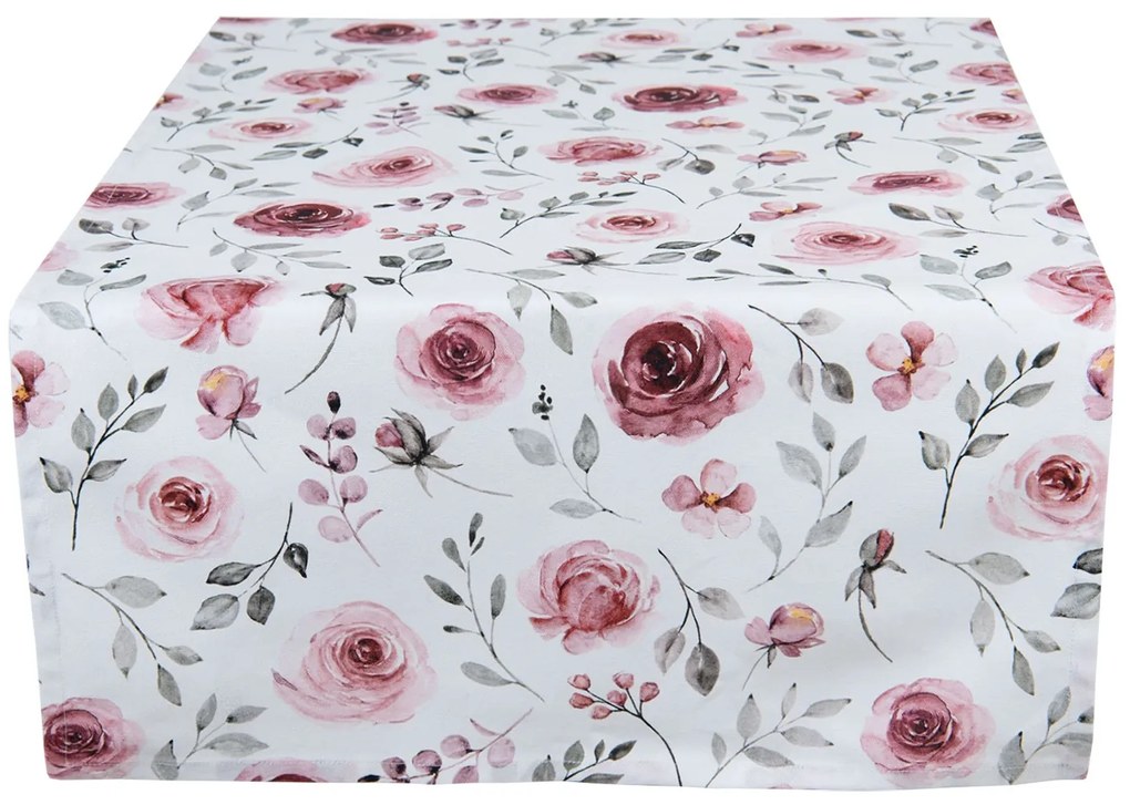 Bavlnený behúň na stôl s ružami Rustic Rose - 50*140 cm