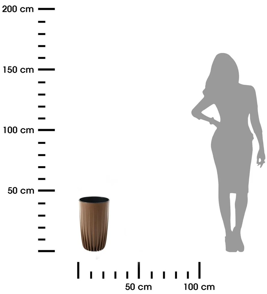 PLASTOVÝ KVETINÁČ STRIPPED ECO 42X25 CM HNEDÁ