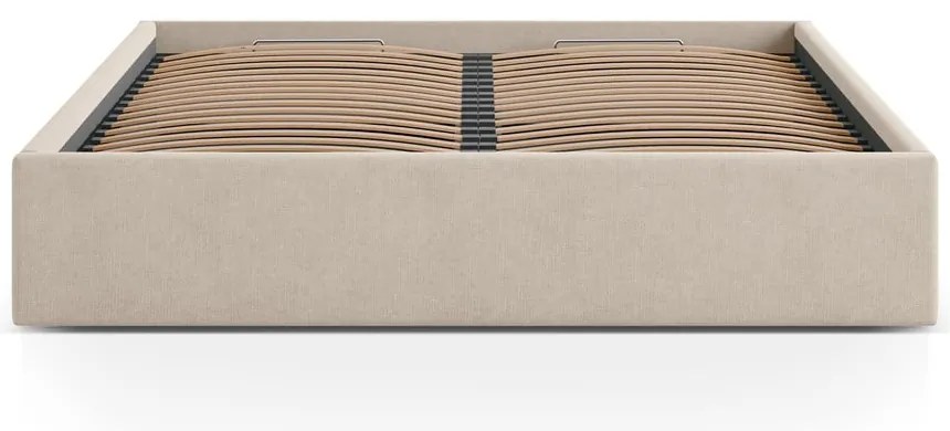 Svetlohnedá čalúnená dvojlôžková posteľ s úložným priestorom/bez čela s roštom 160x200 cm Susan – Micadoni
