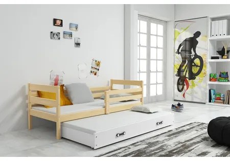 Detská posteľ s výsuvnou posteľou ERYK 200x90 cm Biela Ružová