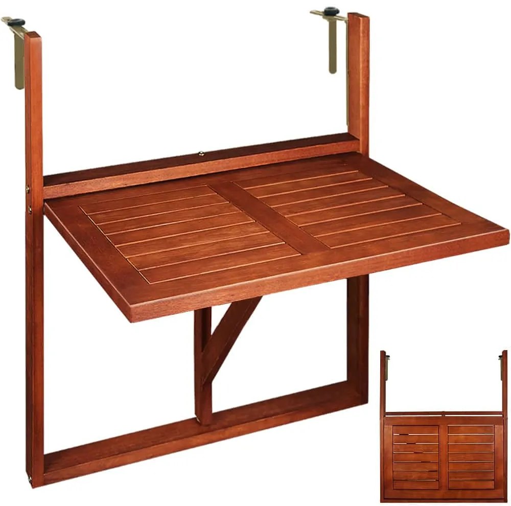 Casaria Závesný balkónový stolík HANS, 65x45x87cm, hnedá