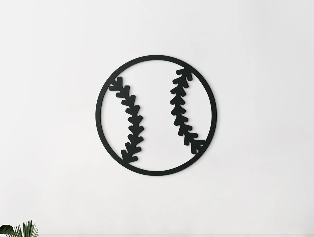 drevko Drevená nálepka Baseballová lopta Rozmer obrazu: 32,5 x 32,5 cm, Farba dekorácie: Čierna