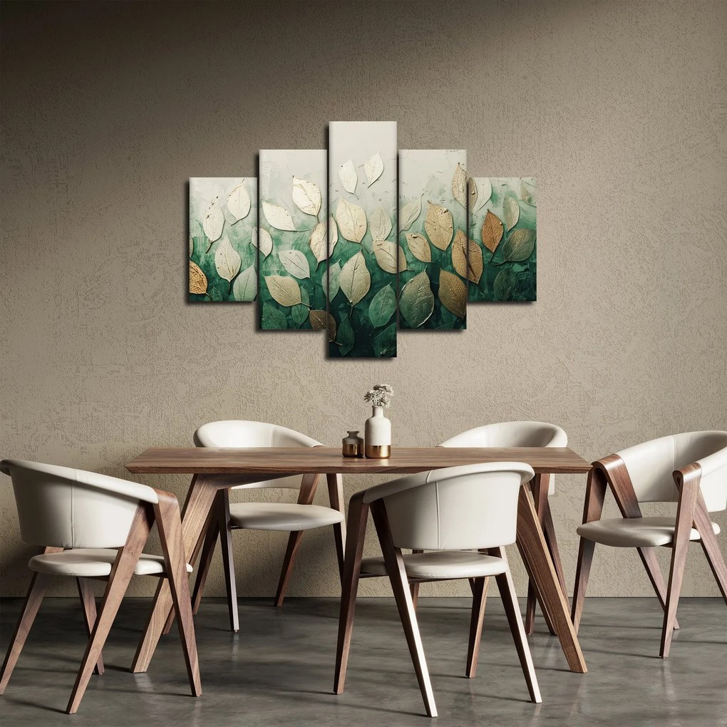Obraz - Zlato-zelené listy (150x105 cm)