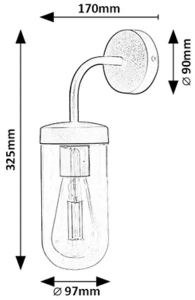 Rabalux 3310 - Kúpeľňové nástenné svietidlo YAGO 1xE27/60W/230V IP44 čierna