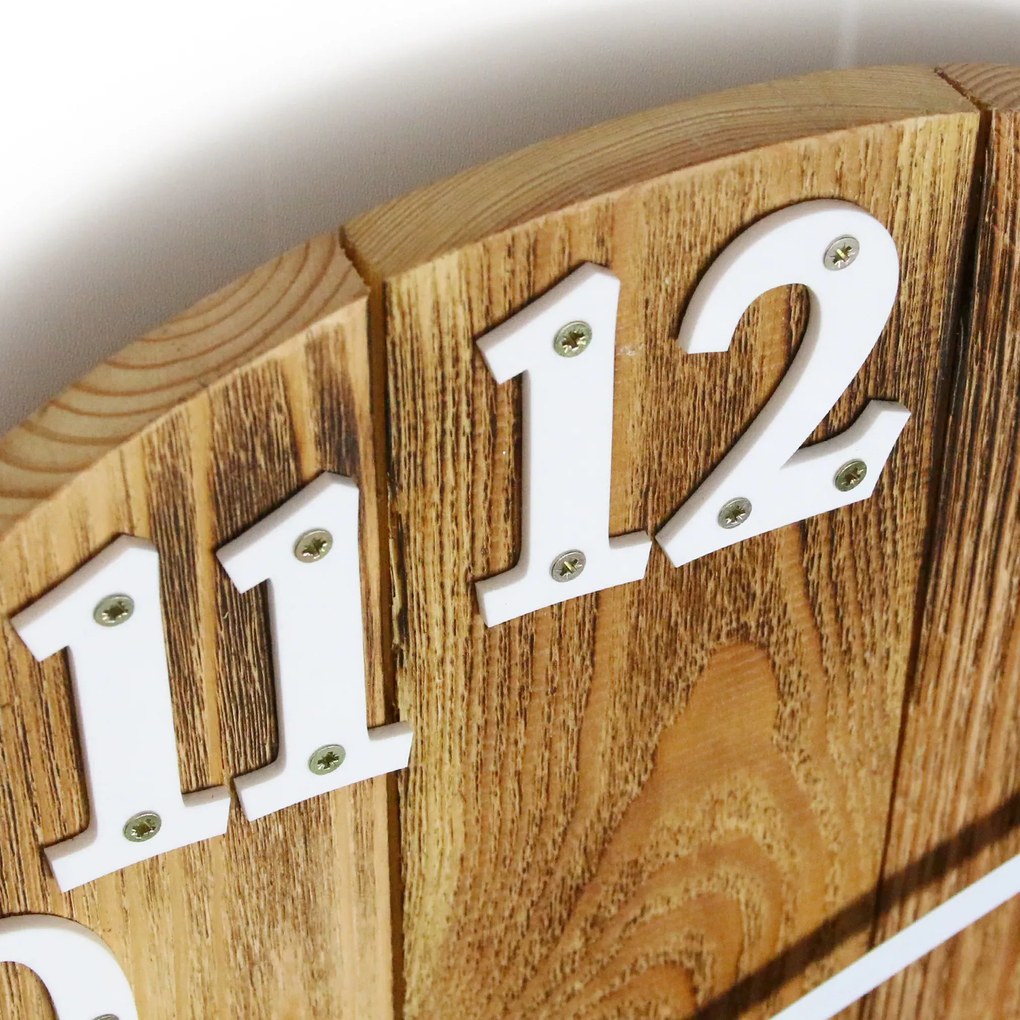 Dřevěné nástěnné hodiny Patron 40 cm hnědé/bílé