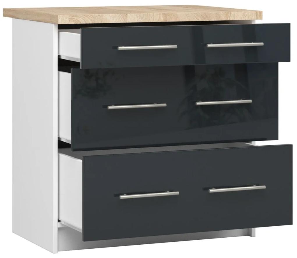 Kuchyňská skříňka Olivie S 80 cm 3S bílá/grafit