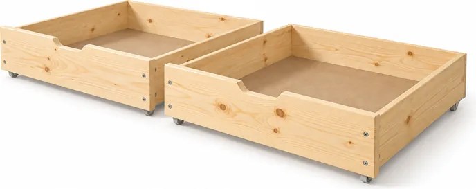 Šuplíky pod posteľ 180 cm z masívu borovice - prírodná - 2 ks