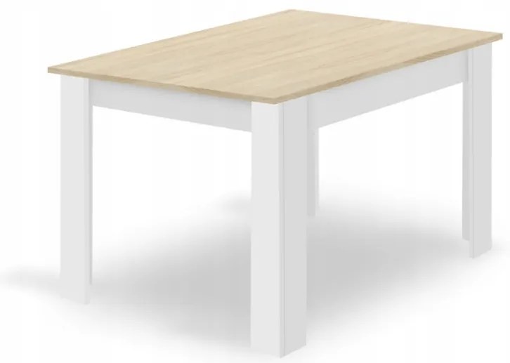 Jedálenský set 1+4, biely stôl v dekore dub sonoma MADO 120x80cm a sivá zamatová stolička SOLDEN